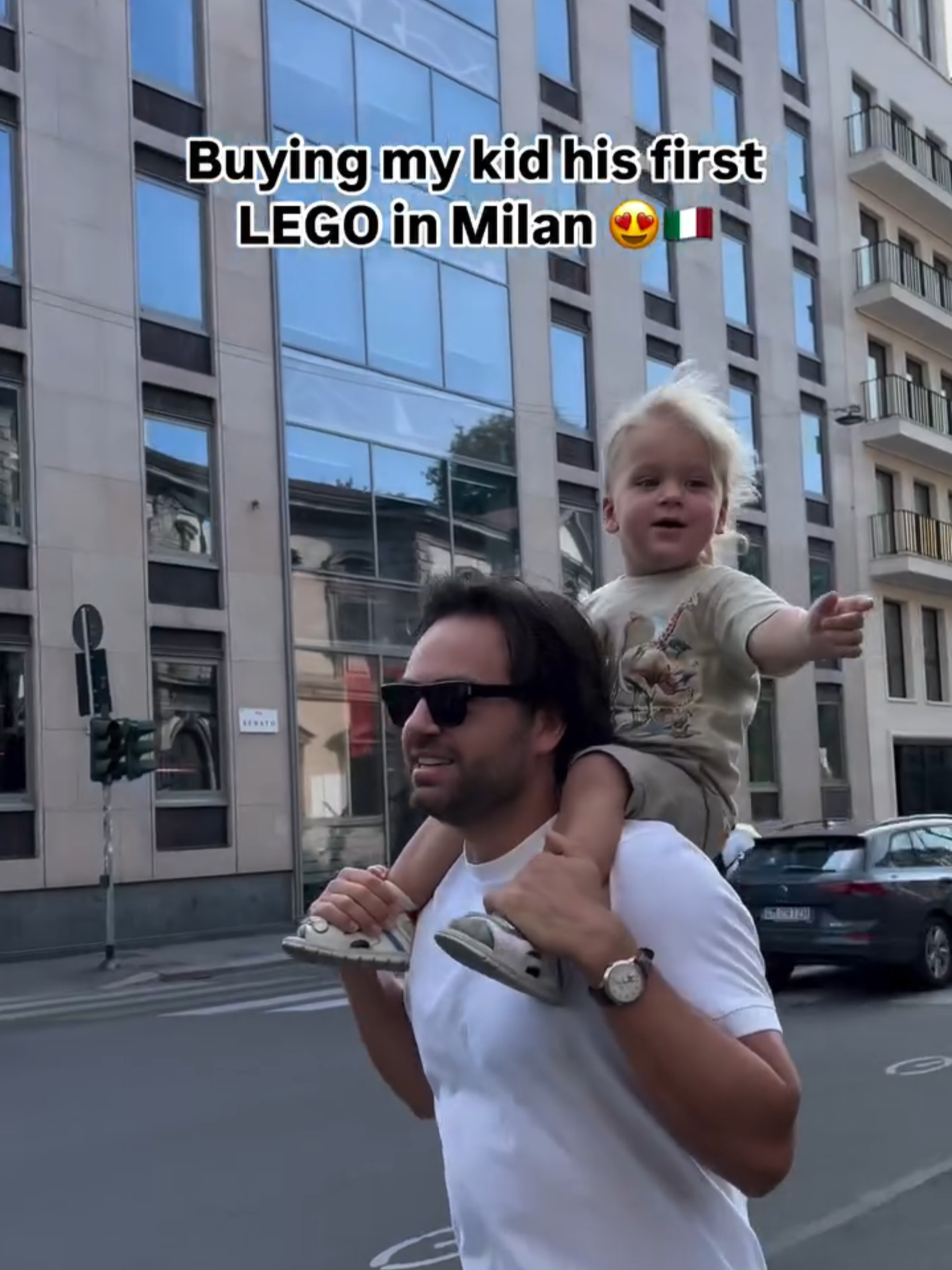A post by @mr.thank_you on TikTok caption: First Lego 😍 for @leo.kosenko in Milan 🇮🇹