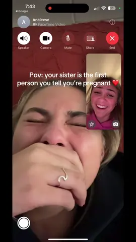 A post by @arianalee99 on TikTok caption: She was the first person i called❤️ @analeese #sisters #pregnant #pregnancyannouncement 
