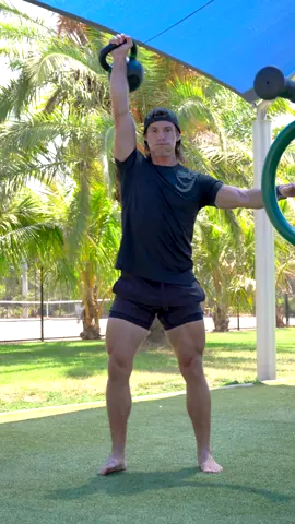 A post by @asgooch on TikTok caption: Complexes are a great way to hit strength, mobility, and endurance in one quick workout. This one took me about 20 minutes and all I needed was one kettlebell. SAVE it and hit it for 5 rounds of 5-6 reps each side. Let me know if you do. ⬇️  #kettlebellworkout #kettlebell #kettlebells #outdoorworkout #homeworkout #athomeworkout 