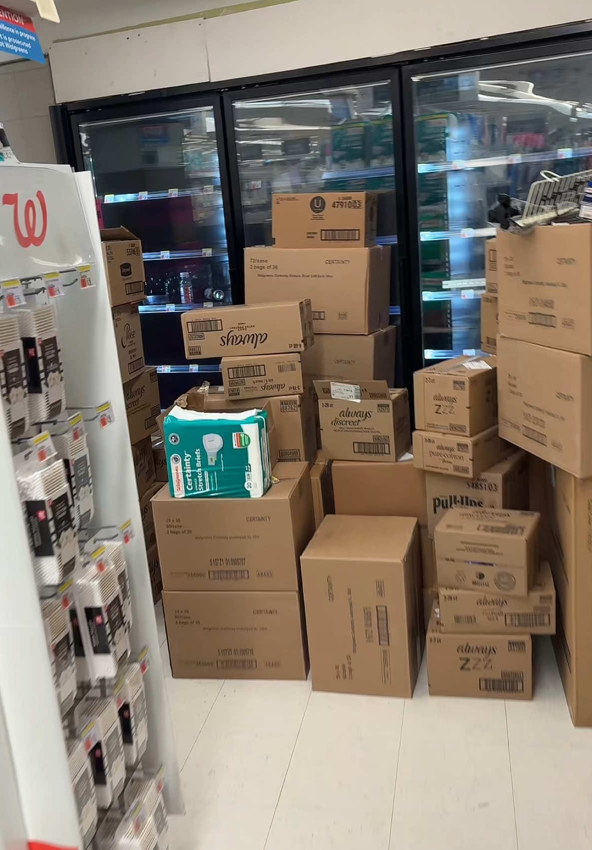 A post by @aiyannace on TikTok caption: I’ll be back tomorrow 🙂‍↕️ #walgreens #restock #malediapers #icecream 