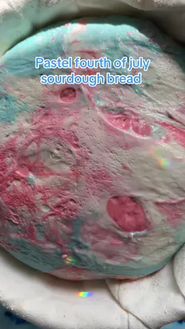 A post by @wheatculture on TikTok caption: I never miss an opportunity to make a colorful loaf! This is fun to do with bagels as well. I used regular food coloring for this one #sourdoughtiktok #sourdough #sourdoughstarter #sourdoughtok #sourdoughasmr #sourdoughcrunch #sourdoughbread #sourdoughclub 
