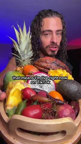 A post by @cainkerner on TikTok caption: We back with a late live! Come chill and snack on some #fruit with us! #fruitforthought #strawberry 