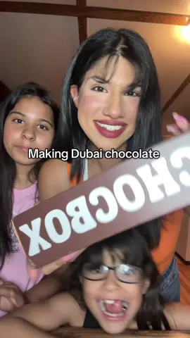 A post by @arimonika on TikTok caption: Making EASY DUBAI CHOCOLATE… user error fursure . But it TASTED AMAZING . next time , GENTLY REMOVE  LOL. #imyourmomnow #dubaichocolate #dubaicholoatekit #howtomakedubaichocolate #dubaistrawberry 