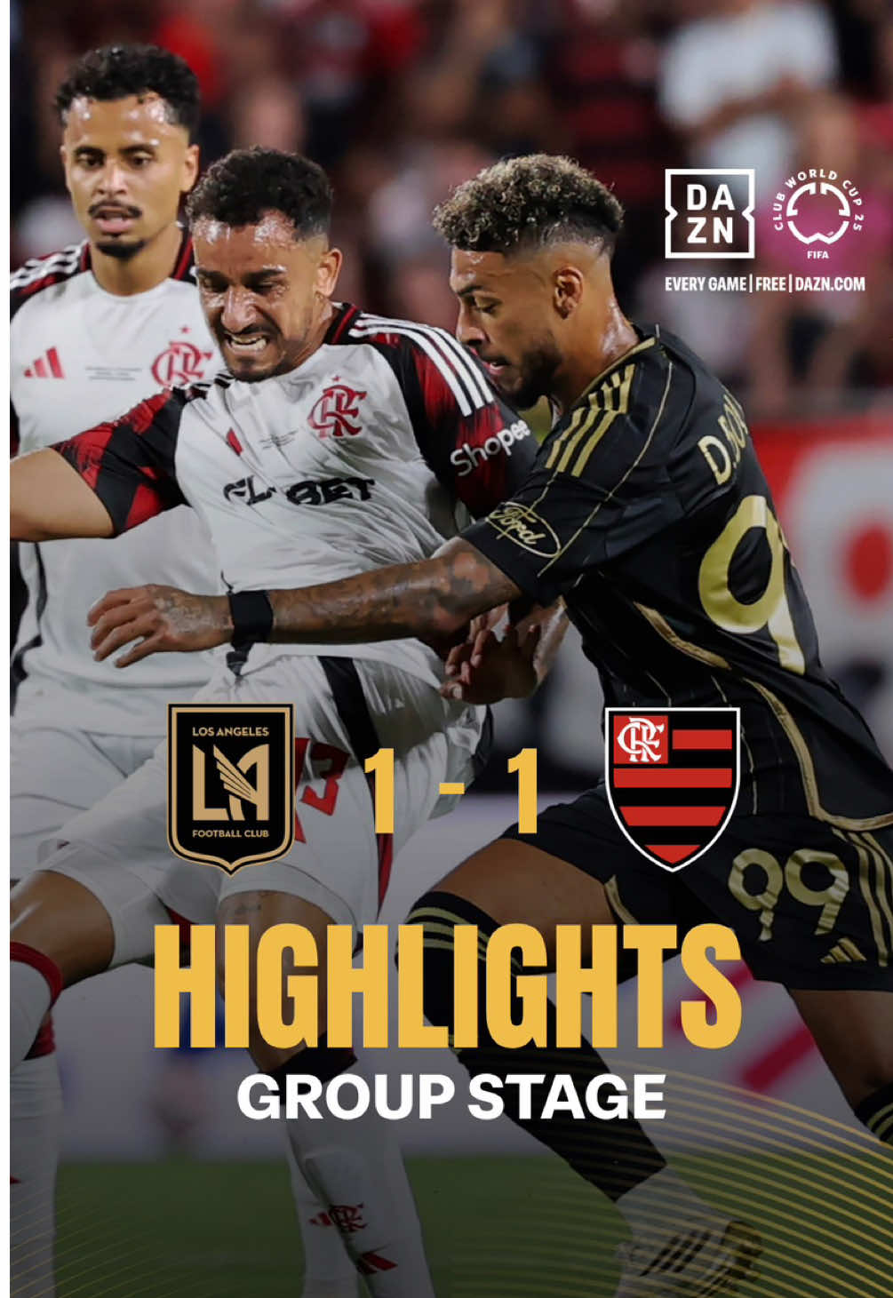 A post by @fifaclubworldcup on TikTok caption: 📺 The final group stage match for LAFC & Flamengo. #FIFACWC
