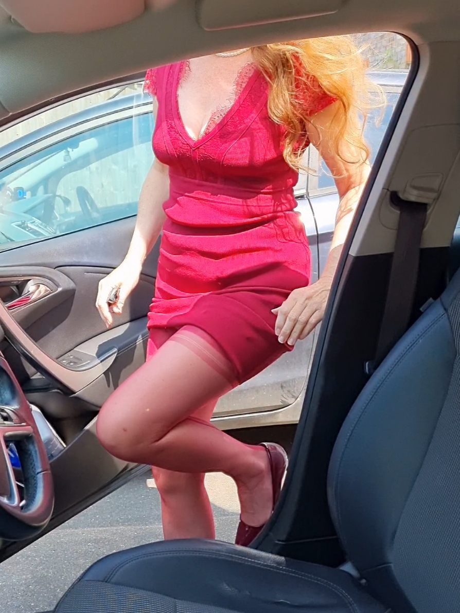 A post by @sharonjanney on TikTok caption: #classy #maturewoman #fashion #legs #heels #classylady #over50fashion #officecrush #elegance #vintagefashion #carwoman 