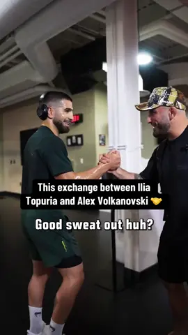 A post by @espnmma on TikTok caption: Nothing but respect between former opponents 🤝 #ufc #mma #iliatopuria #alexandervolkanovski #ufc317 (via @ufceurope) 