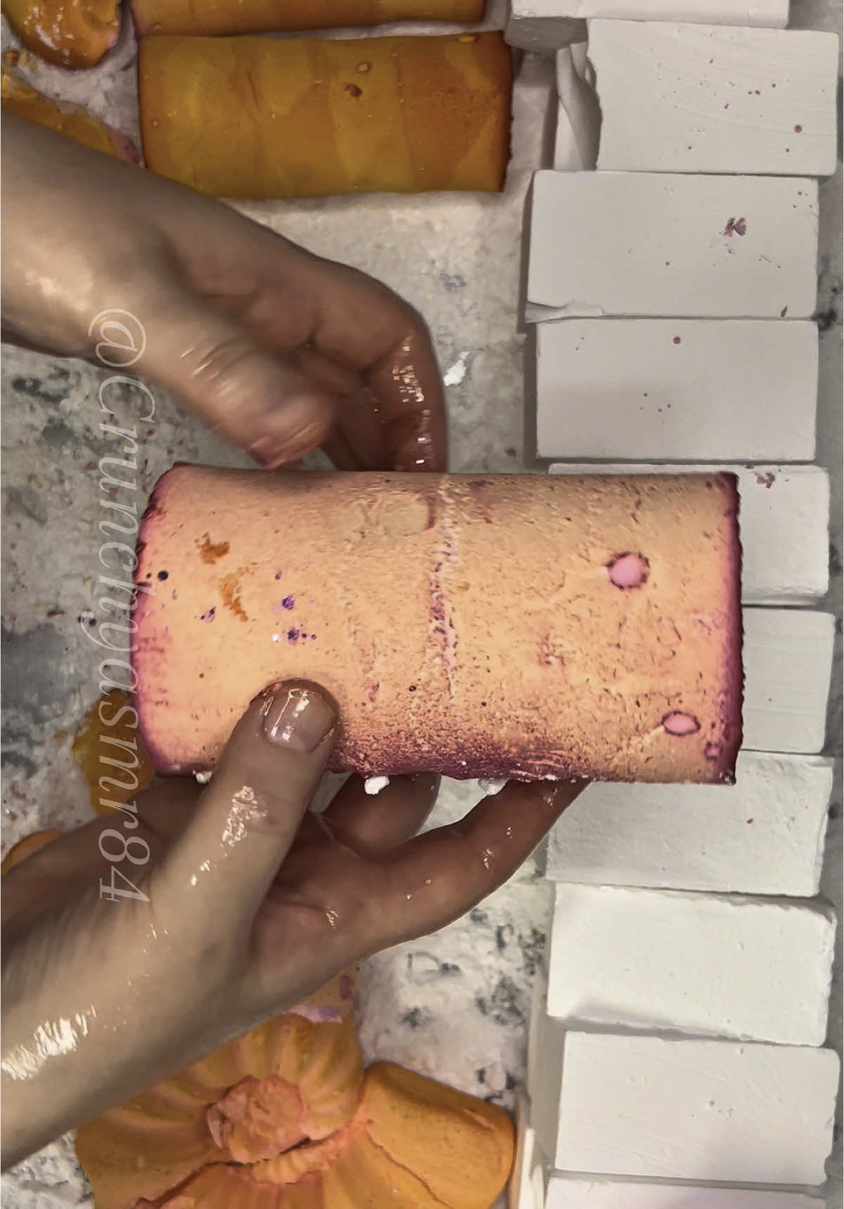 A post by @crunchyasmr84 on TikTok caption: Chalk Leftovers + Fresh Chalk #chalkart #asmr #crunchyasmr84 