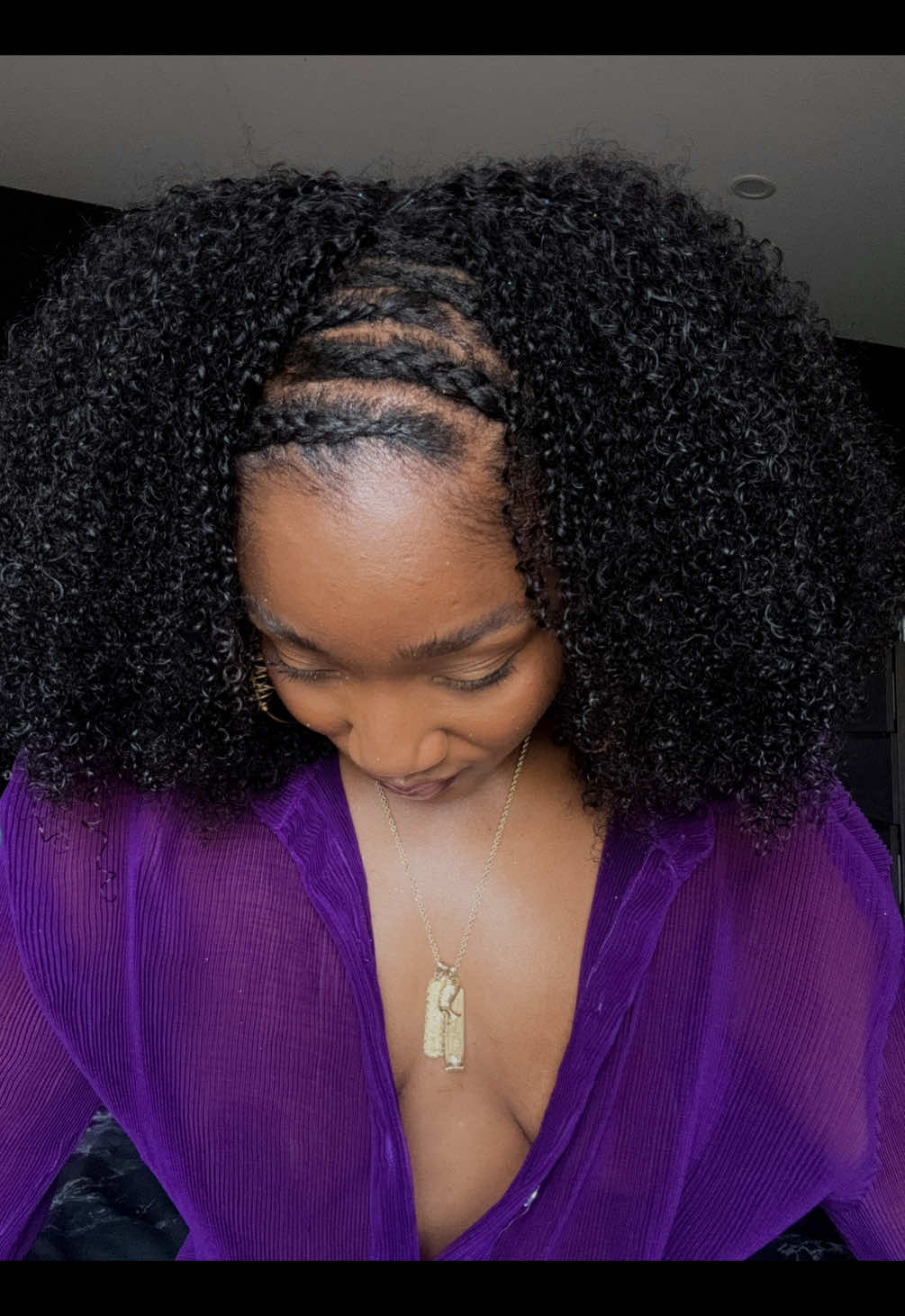 A post by @letetecia on TikTok caption: Welp, I’ve found my summer protective style! Front braids & curls using @The Mane Choice x @Shenseea and half wig from @VSHOW HAIR  #manechoice #shenseea #summercurlyhairstyle #protectivestyles #halfwig 