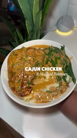 A post by @blackfoodiefinder on TikTok caption: Cajun Chicken & Mash (via @deraskitchen_)  Simple, easy, delicious 🫦 #BlackFoodieFinder #cajunchicken #mashedpotatoes #asparagus #creamychicken #dinnerinspo #DinnerIdeas #foodinspo 