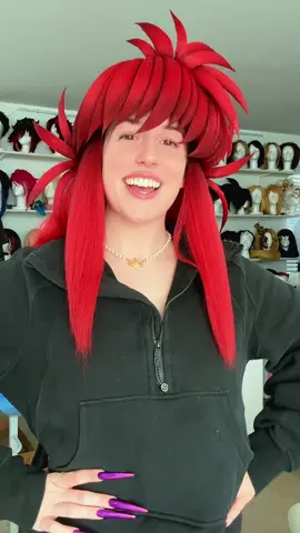 A post by @umbrawigs on TikTok caption: Nothing beats an UmbraWigs holiday 👏🏻👏🏻👏🏻 . #wigcommission #wigstyling #cosplaywig #cosplaywigstyling #wigs #wigmaker #yuyuhakusho #kurama #kuramacosplay #kuramawig #cosplay #cosplaying #wig #redwig #wigstylist #jet2 #jet2holidays 