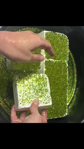 A post by @snowfairyasmr on TikTok caption: Green glittery gym chalk