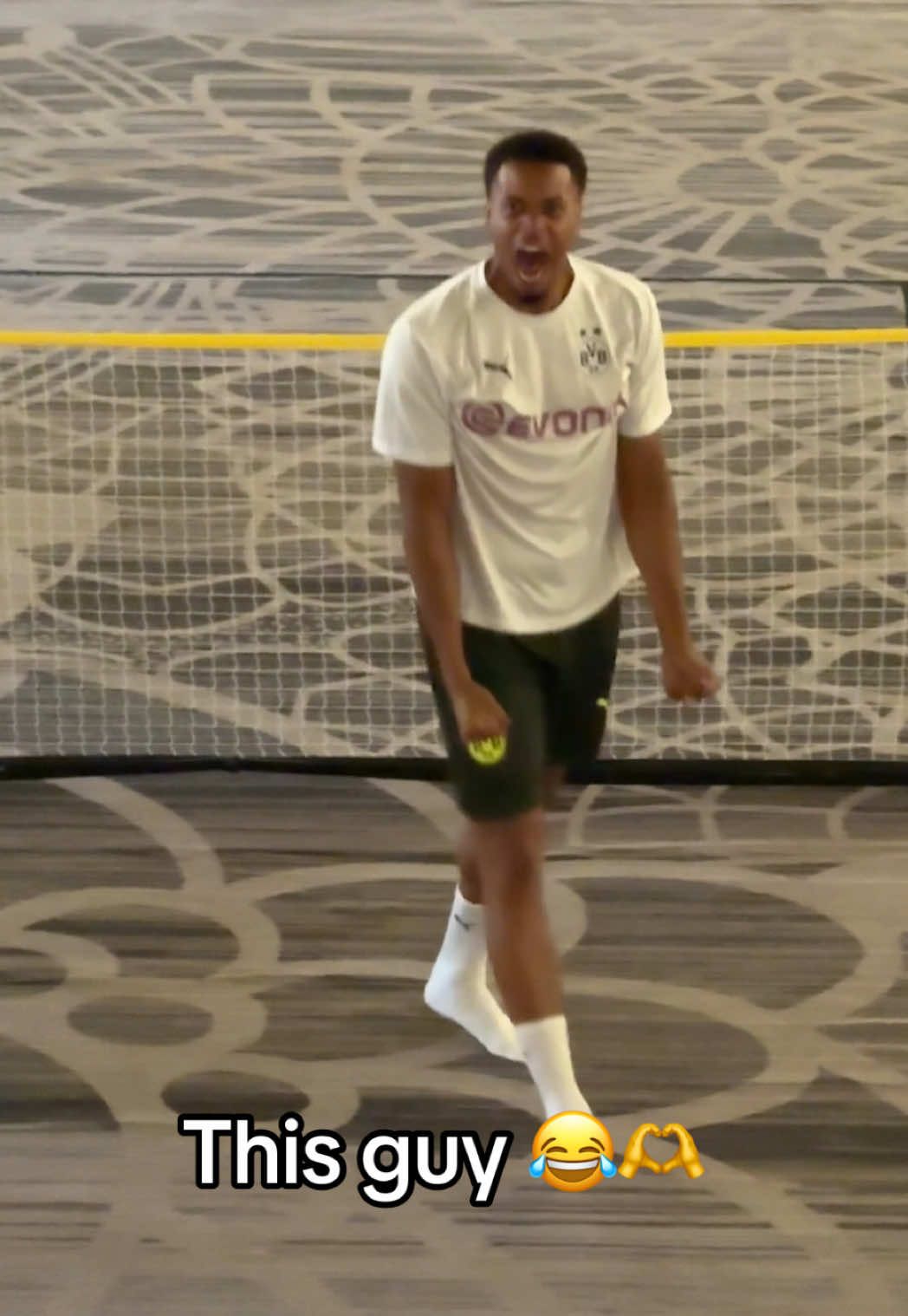 A post by @bvb on TikTok caption: Some fun at football tennis 😂🎾