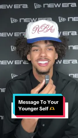 A post by @nba on TikTok caption: Achieving the dreams your younger self only imagined >>> New Era Cap asked the future draftees: What would you tell your younger self about the journey that led to this moment? #NBA #NBADraft #Basketball 