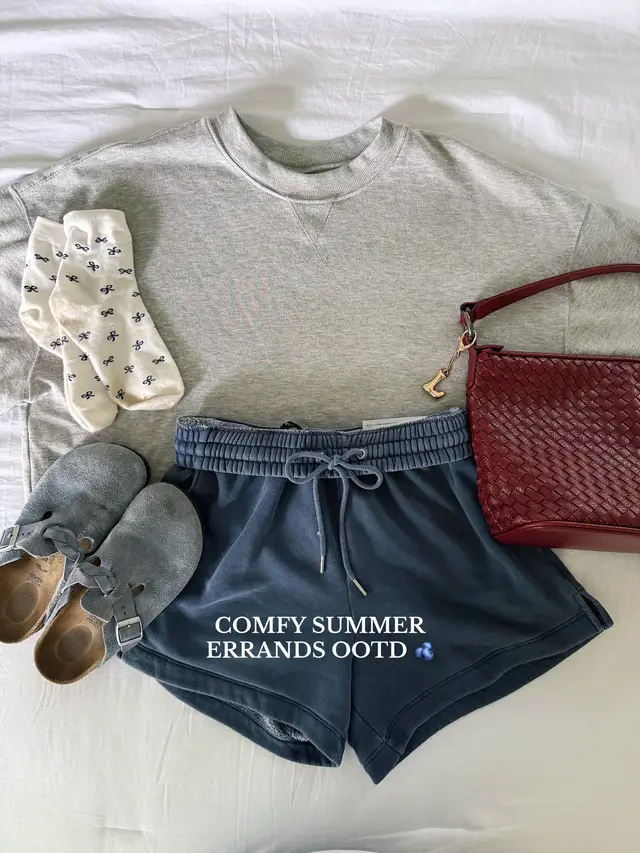 A post by @lily.mags on TikTok caption: Comfy Summer errands outfit of the day inspo 🤍🫐🤍🫐 #comfyoutfit #comfyootd #summeroutfitinspo #errandsoutfit #pinterestoutfit 