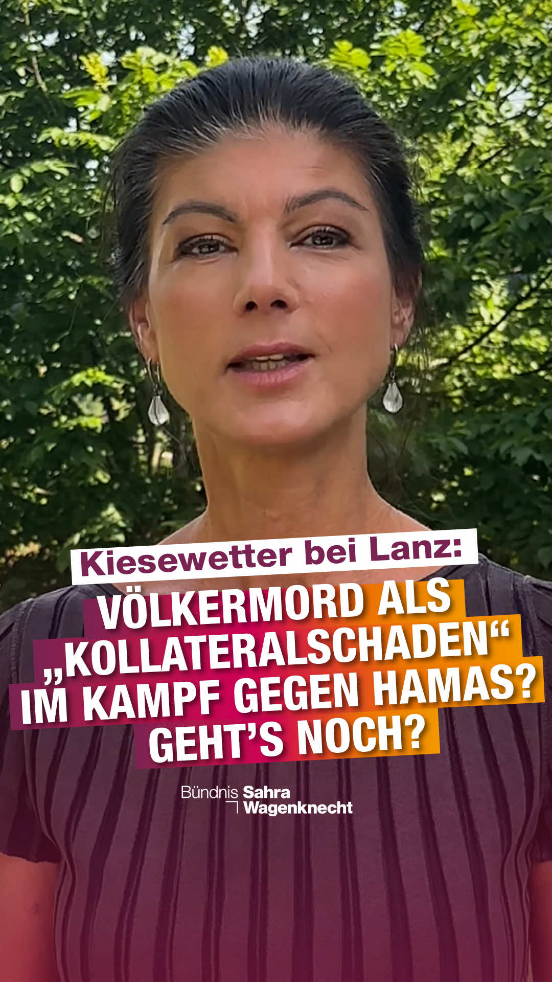 A post by @sahra.wagenknecht on TikTok caption: Kiesewetter bei Lanz: Völkermord als „Kollateralschaden“ im Kampf gegen Hamas? Geht’s noch? #bsw #wagenknecht #lanz #kiesewetter #gaza