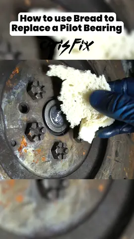 A post by @chrisfixit on TikTok caption: Yes, a bread and grease sandwich to remove a pilot bearing… this is not April 1st. Sometimes little tricks like this help when you dont have the correct tool. Just pack the pilot bearing hole with grease and bread and then use an extension or a bolt and hammer it in to create hydraulic pressure to push the bearing out. It is messy but it works well. Or if you have some time you can go to your local Advance Auto or Autozone or pretty much any major parts store and they will rent tools like a Pilot Bearing Puller for free. But sometimes you dont want to take the trip and just want to get the job done so this little mechanics hack works! #ChrisFix #carhacks #DIY 