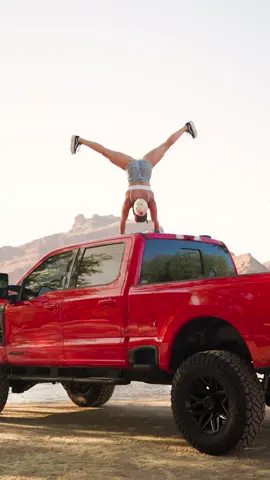 A post by @demibagby on TikTok caption: Big Red ❤️ @liftedtrucks #automotive #trucks #ford #cargirl #arizona #saltriver #fitness #calisthenics #travel 