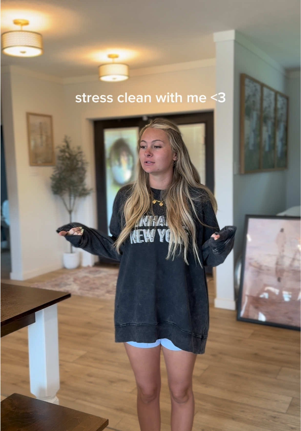 A post by @kylieapitts on TikTok caption: I wish I could relax, but it’s like I don’t know how to☠️☠️ #ditl #momtent #stresscleaning #baddaynotbadlife🙂💔 