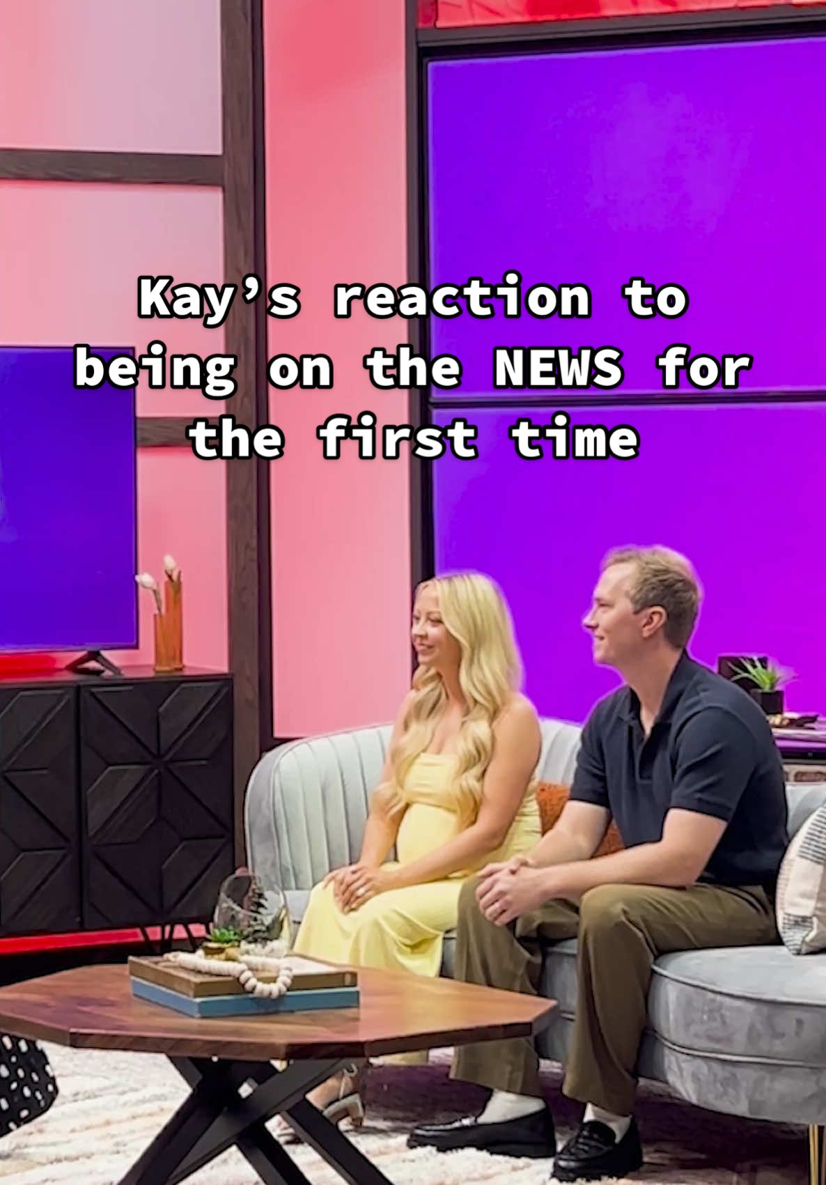 A post by @kayandtayofficial on TikTok caption: Kay looked so beautiful on the TV set! 🥹❤️ backstory ::: Kay and I were asked to come on TV and talk about her pregnancy cravings! So I put one of our favorites together and we took it to the news building! When we got there, everyone was so welcoming and excited for us to be there! But kay was a little nervous. She’s so used to documenting our daily life, but for some reason, the tv cameras are different! 😂 We went on set and got the food ready, then then we met the host! She was so sweet and we did our interview! Then we had a segment where we let the host try the pregnancy craving! She ended up really liking it, and even had a pregnancy craving for us to try! It was such a fun experience, and we are so happy that we were invited! We can’t wait for the next news segment! 🥹🩷 #kayandtayofficial #couples #relationships #pregnant #postpartum 