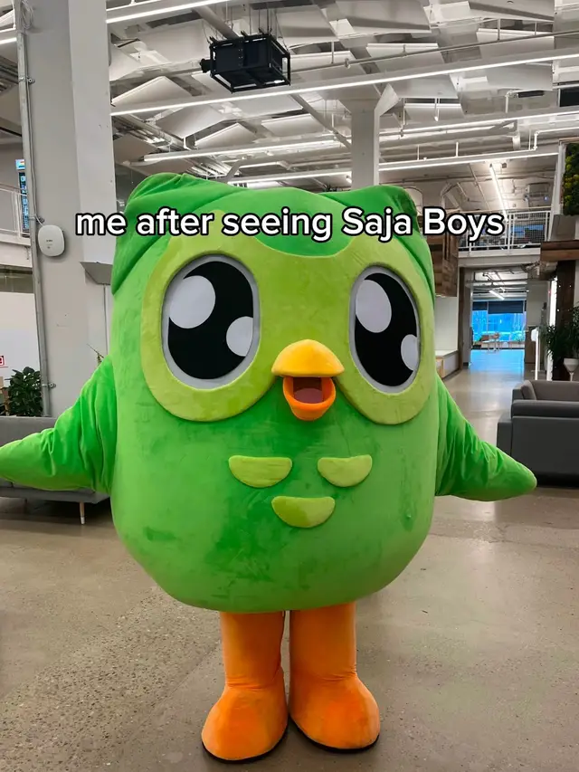 A post by @duolingo on TikTok caption: jinu did not need to go like that. WHERE WAS THE HAPPY ENDING. #duolingo #kpopdemonhunters #sajaboys #jinu #rumi 