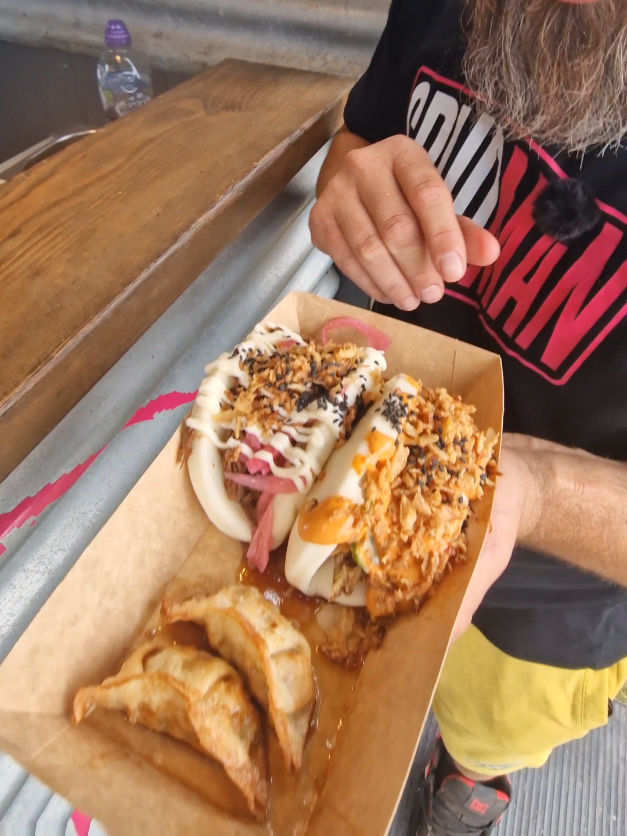 A post by @spudarmy on TikTok caption: Trying Bao Buns in Norfolk! #spudman #Norfolkshow #baobuns 