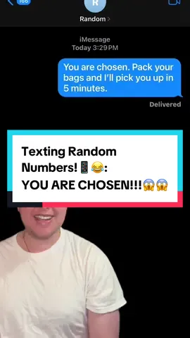 A post by @danfart on TikTok caption: Texting Random Numbers!📱😂: YOU ARE CHOSEN!!!😱😱 #text #prank 