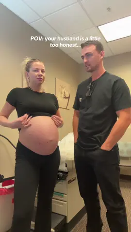 A post by @maycineeley on TikTok caption: He’s in the dog house now 🙄🤭 #pregnant #pregnancy #3rdtrimester #momtok 
