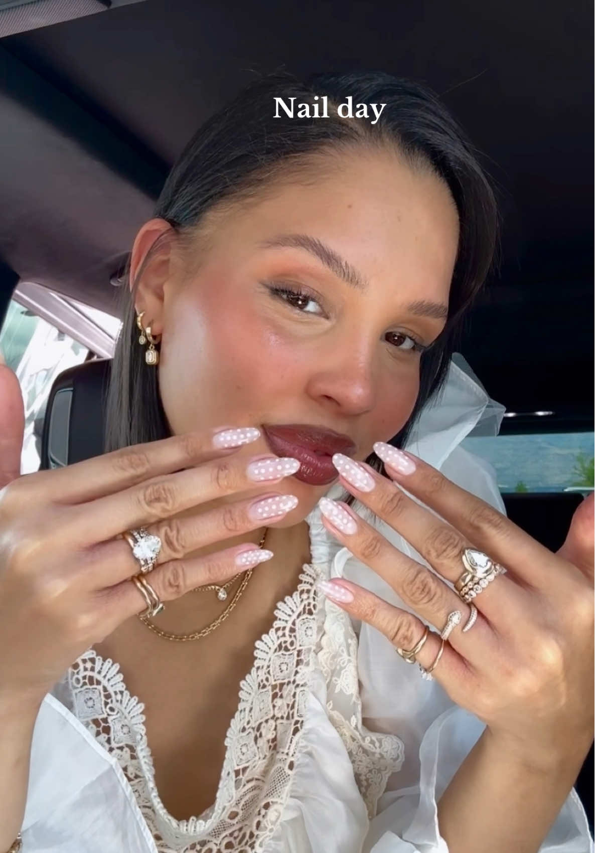 A post by @naraazizasmith on TikTok caption: currently coming down from an eczema flare up so excuse my hands🤍 #fypシ #nails #dayinmylife #momtok 