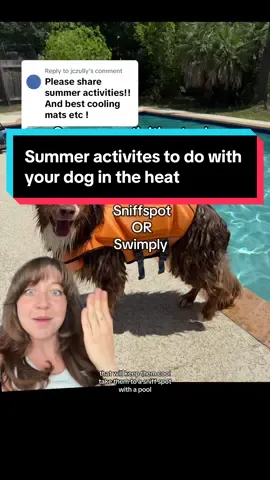 A post by @taylorcezanne on TikTok caption: Replying to @jczully these are the easiest, most affordable, and most effective ways to “tire out” your dog while we’re in the summer heat ☀️ #dogsinsummer #summervibes #petparent @Sniffspot @Swimply #puppytraining101 #greenscreen 