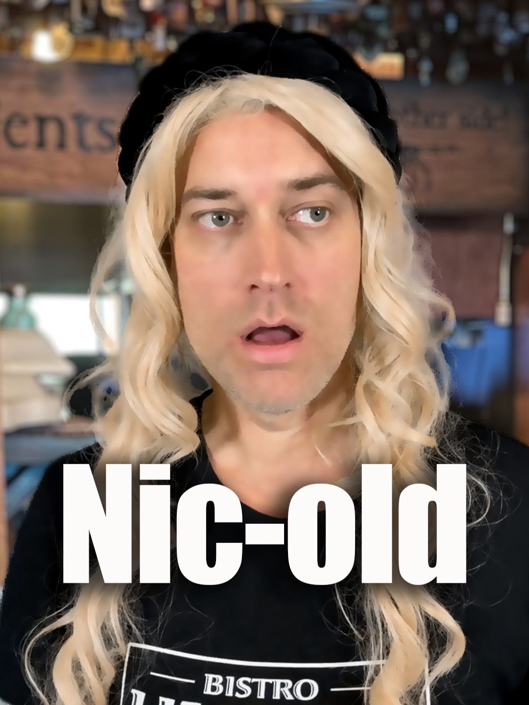 A post by @drew_talbert on TikTok caption: If you've had the same server your entire life, keep that s*** to yourself (co-write w/ @andrea.kelley) #restaurantcomedy #bistrohuddy #serverlife #gettingoldsucks #millennial #genz