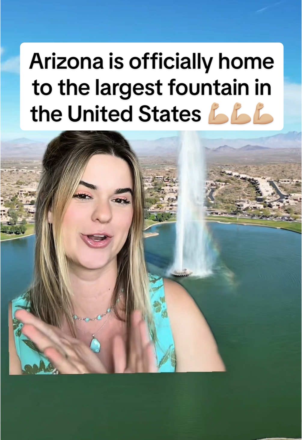 A post by @wildjoyexperiences on TikTok caption: #3 IN THE WORLD?! 👀⛲️30 mins from Phoenix in Fountain Hills, you can now find the ‘World’s Famous Fountain’ which is newly the TALLEST in the United States and #3 in the entire world. Built in the 1970s to be the tallest in the world, it can reach 560 feet tall and is absolutely stunning! Our bragging rights were temporarily shifted when Missorui built the taller Gateway Geyser but were restored when it closed in 2023.  Here’s the line-up….wild that Arizona is up there with Saudi Arabia & Pakistan 👀⬇️ #3: The World Famous Fountain in the United States at 520 feet #2: Karachi Port in Pakistan at 620 feet  #1: King Fahd’s in Saudi Arabia at 1000 feet Also - screenshot :35 to see our top FIVE things you need to do when you visit the Fountain…it’s the best from frisbee golf to lakeside restaurants to hikes 🥾 SEND THIS TO WHO YOU WANNA SEE THE LARGEST FOUNTAIN IN THE UNITED STATES WITH!!! And tell us your thoughts below ⬇️ (A.D) 
