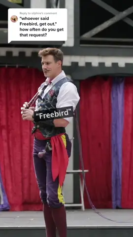 A post by @jacqueszewhipper on TikTok caption: Before Slayer-Man inspired all of you to start screaming “SLAYER!!!!!!”, there was another annoying meme request.  #renfaire #renfest #freebird #jacqueszewhipper 