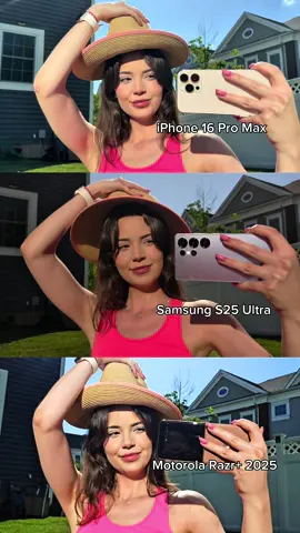 A post by @rominagafur on TikTok caption: Tested these phone cameras outside! Which one is better? #iphone #samsung #motorola