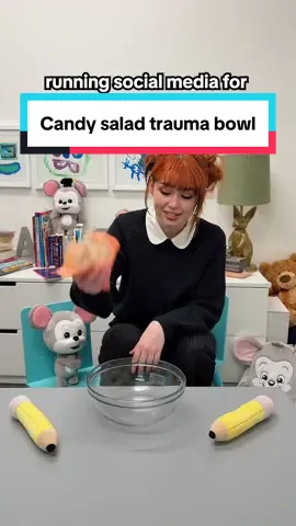 A post by @abcmouse on TikTok caption: please be cool, we're doing our best. 🐭 #millennial #candysalad #socialmediamanager #DesafioRap10Chocolate 