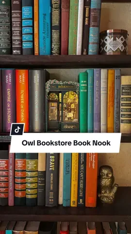 A post by @thecolorofourhome on TikTok caption: Anyone else completely hooked on #booktok? 📚✨ I’ve been getting our vintage bookcases ready for the speakeasy, and just had to share this adorable Owl Bookstore Book Nook I got from @CUTEBEESTORE! It was super easy to put together, and the details are next-level—tiny books, glowing light, cozy vibes… I’m obsessed. 💡🦉 #booktokgirlies #booknook  #cozyvibes 