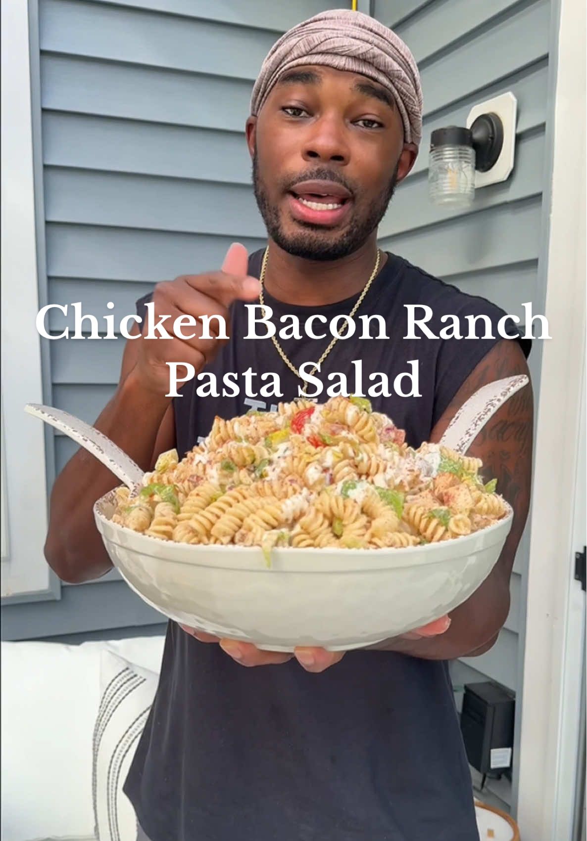 A post by @onestopchop on TikTok caption: Chicken bacon ranch pasta because WHO DONT LIKE RANCH?! #pastasalad #chickenbaconranch #onestopchop 