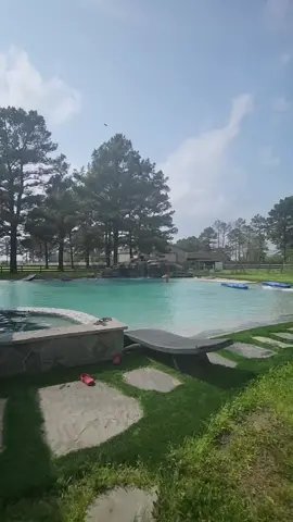 A post by @ultrapools on TikTok caption: We keep hearing people talk about some Mr Lagoon guy or Mr puddle 🤔 Not sure why they think we are affiliated.. Either way we made our pool too dang big 😂