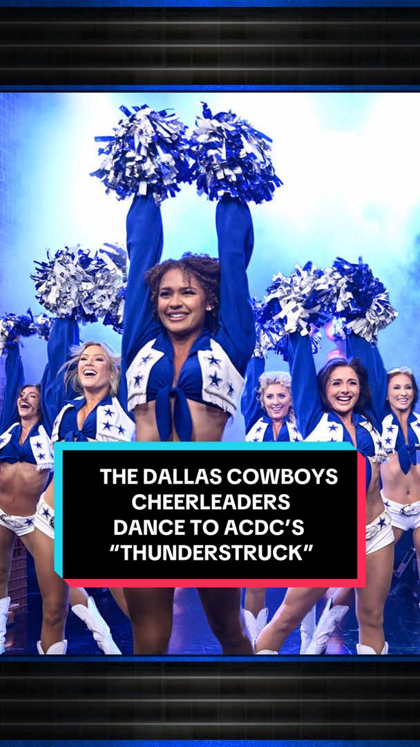 A post by @fallontonight on TikTok caption: @Dallas Cowboys Cheerleaders dance to @AC/DC’s “Thunderstruck”! #FallonTonight #TonightShow #DallasCowboysCheerleaders #DCC #AmericasSweethearts #Thunderstruck #ACDC #JimmyFallon 