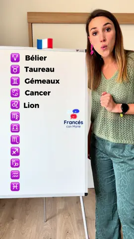 A post by @ on TikTok caption: Les signes astrologiques 🇫🇷 #CapCut #clasesdefrances #francia #frances #french #idiomas 