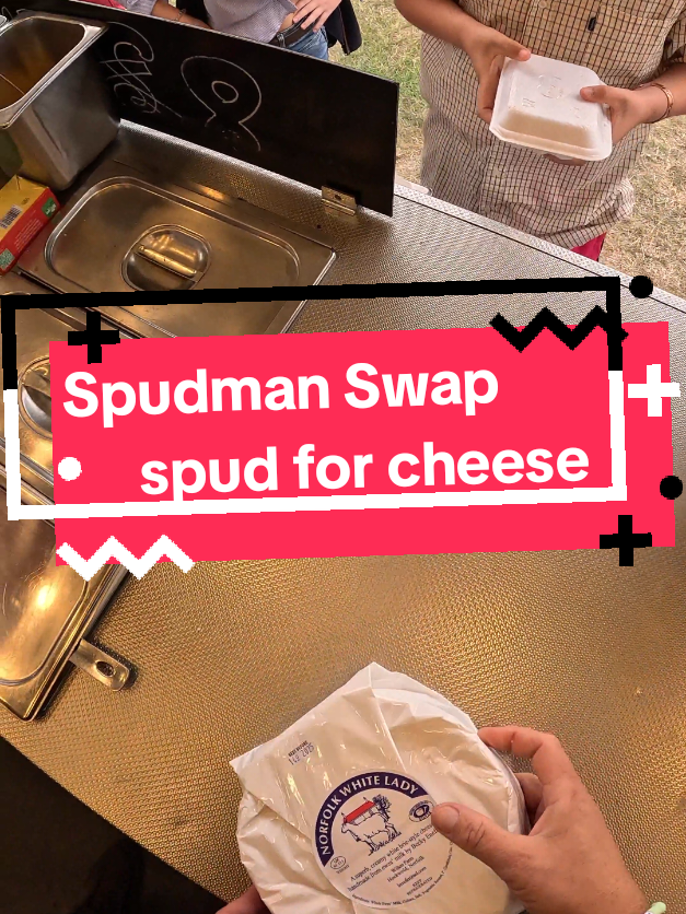 A post by @spudarmy on TikTok caption: Spud Swap, Cheese for a Spud. #spudman #swap #Norfolkshow 