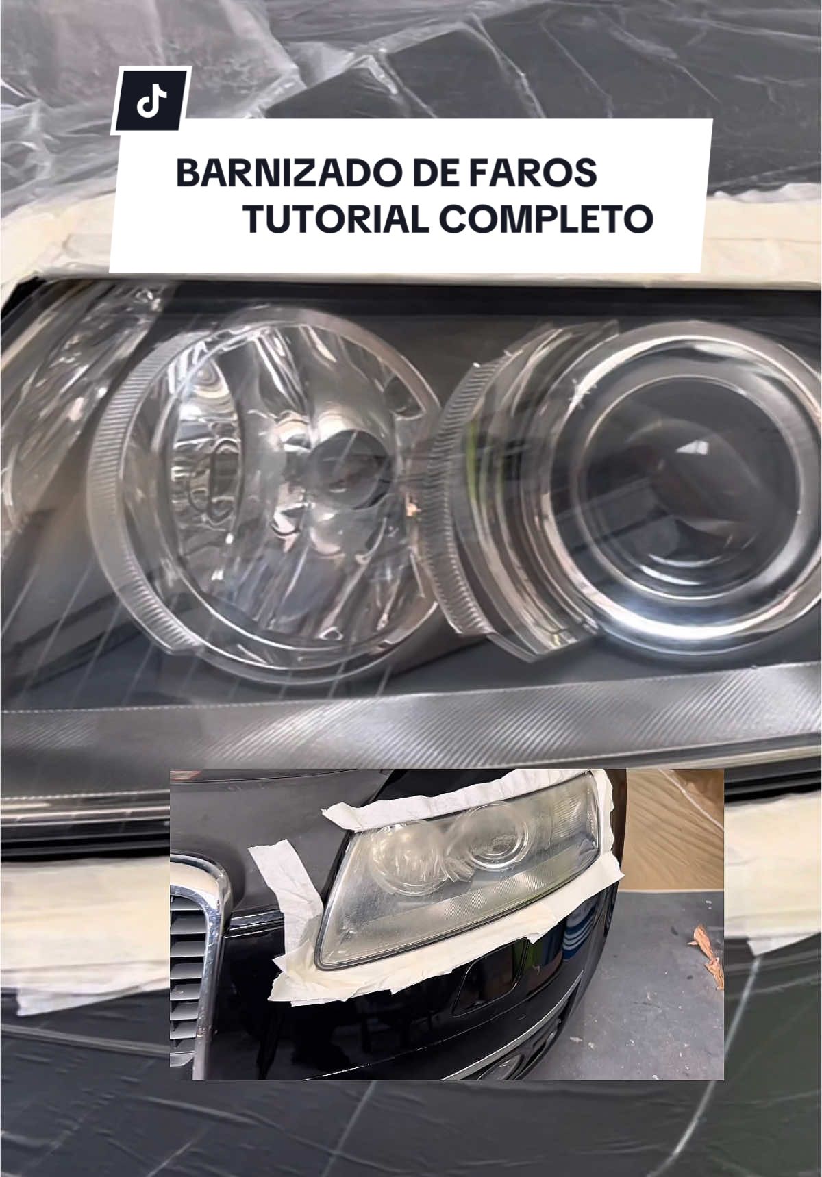 A post by @chivitocars on TikTok caption: Tutorial completo BARNIZADO DE FAROS , hazlo tú mismo ✨ #chivitocars #coches #chapaypintura #reparacion #pintura #parati 