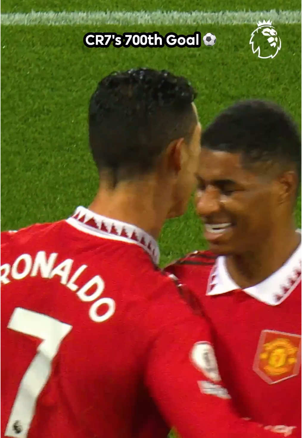 A post by @premierleague on TikTok caption: Cristiano Ronaldo’s final goal for @Manchester United was also his 700th club career goal 😎 #PremierLeague 