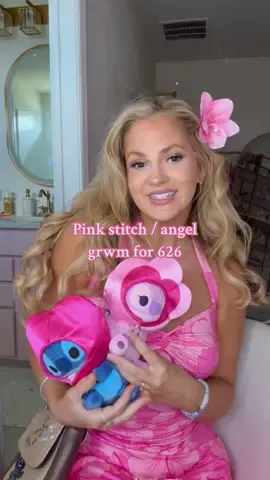 A post by @aliceclarkpayne on TikTok caption: 626 grwm and @Pandora @Little Words Project @Disney Store @Buckle-Down !! Pink stitch / angel #disneybound #626 #liloandstitch 