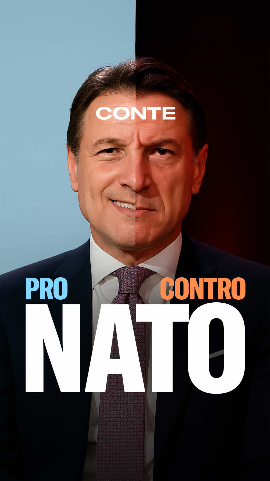A post by @fratelliditalia on TikTok caption: Quale versione di Conte preferite? È risaputo che cambia idea in base alla convenienza politica.