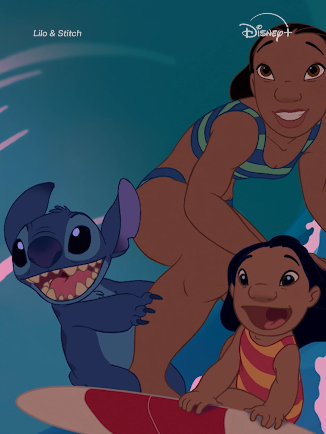 A post by @disneyplus on TikTok caption: No place we'd rather be!  🌊 The Lilo & Stitch Collection is streaming on #DisneyPlus. And be sure to see Disney's #LiloAndStitch in theaters now.