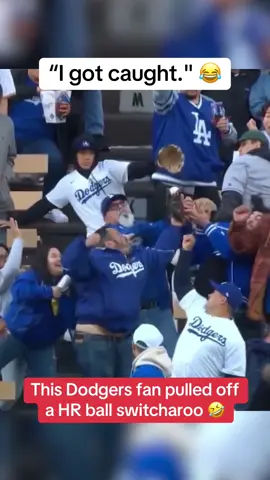 A post by @espnatbat on TikTok caption: When this Dodgers fan caught a Manny Machado HR ball but threw back a different ball so he could keep the real one 🧠 #mlb #baseball #lol 