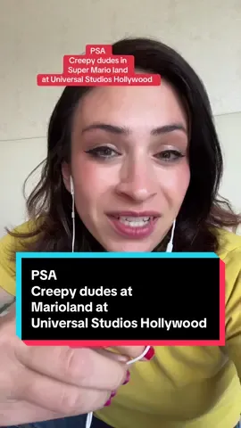 A post by @antiplasticlady on TikTok caption: PSA creepy dudes at Mario Land at Universal Studios Hollywood !!!! 