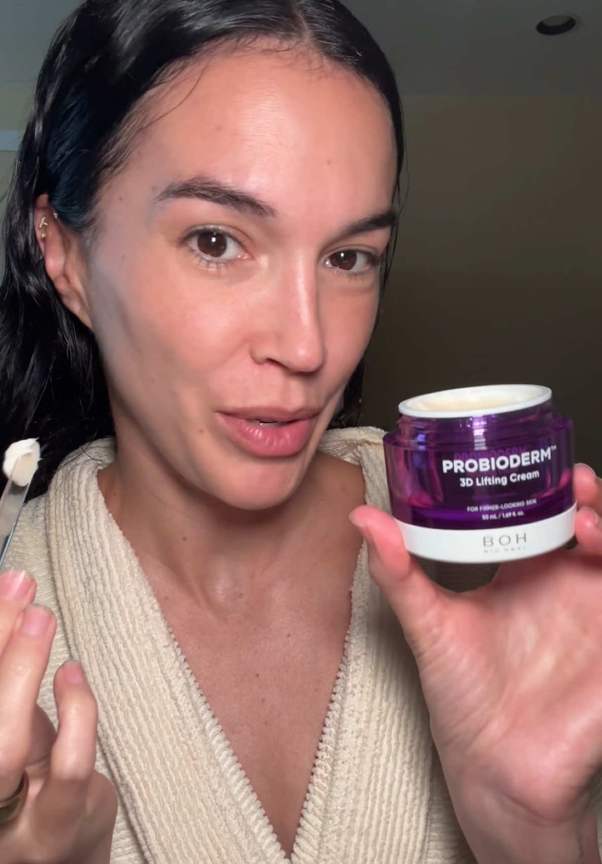 A post by @brittany.xavier on TikTok caption: I had to try the viral “Purple Botox Cream” and loving this glow! #biohealboh #purplebotoxcream #nightcream @BIOHEAL BOH #ad