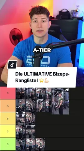 A post by @kaygedan on TikTok caption: Die ULTIMATIVE Bizeps-Rangliste! ⭐️💪🏻 #biceps #armday #muskelaufbau #fitnesstips #tierlist #gymtips 
