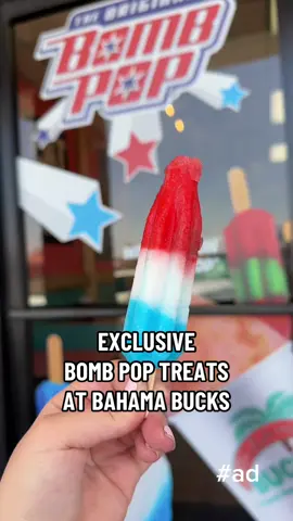 A post by @hungryhotline on TikTok caption: HAPPY NATIONAL BOMB POP DAY!! @Original Bomb Pop is celebrating their 70th anniversary with exclusive Bomb Pop treats at @bahamabucks!! We LOVE the Original Bomb Pop Sno but you have to try the Watermelon Bomb Pop Sno as well—but hurry because they are only here until July 7th! And make sure to grab 1 (or all 3) of their Bomb Pop Sodas while you're there! These icy treats are the perfect way to beat the heat this summer! Let us know if you stop by your local Bahama Bucks and give them a try!!   #ad #BahamaBucks #bombpop #BombPopPartner #watermelonbombpop #bombpopsoda #sno #shavedice #arizona 